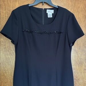 Worthington Elegant Black Maxi Dress with Beaded Accents